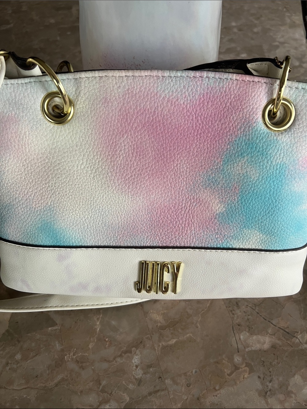 Juicy Couture Pink and Blue Shoulder Bag with Gold Accents-NWOT